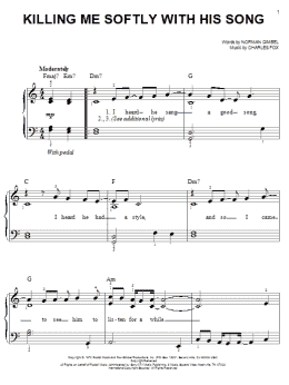 page one of Killing Me Softly With His Song (Easy Piano)