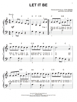 page one of Let It Be (Big Note Piano)
