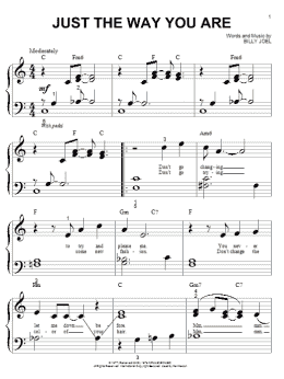 page one of Just The Way You Are (Big Note Piano)