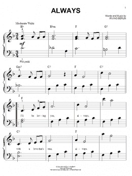 page one of Always (Big Note Piano)