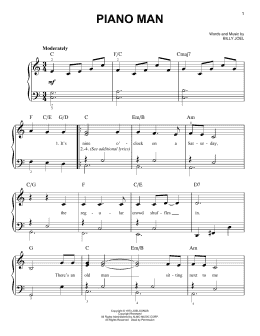 page one of Piano Man (Very Easy Piano)