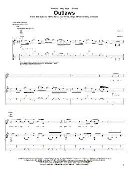 page one of Outlaws (Guitar Tab)