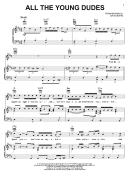 page one of All The Young Dudes (Piano, Vocal & Guitar Chords (Right-Hand Melody))
