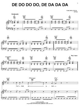 page one of De Do Do Do, De Da Da Da (Piano, Vocal & Guitar Chords (Right-Hand Melody))