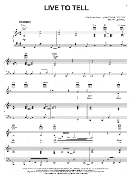 page one of Live To Tell (Piano, Vocal & Guitar Chords (Right-Hand Melody))