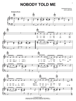 page one of Nobody Told Me (Piano, Vocal & Guitar Chords (Right-Hand Melody))