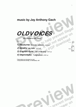 page one of OLd VOICES (Clar. A & Pno)