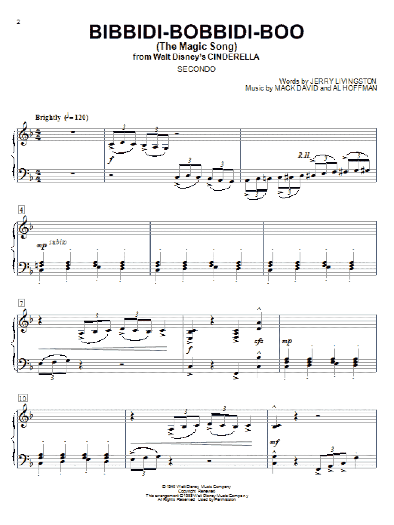 Bibbidi-Bobbidi-Boo (The Magic Song) (from Cinderella) (Piano Duet)