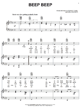 page one of Beep Beep (Piano, Vocal & Guitar Chords (Right-Hand Melody))