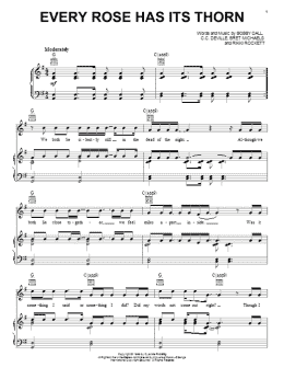 page one of Every Rose Has Its Thorn (Piano, Vocal & Guitar Chords (Right-Hand Melody))