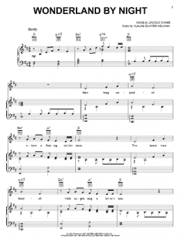 page one of Wonderland By Night (Piano, Vocal & Guitar Chords (Right-Hand Melody))