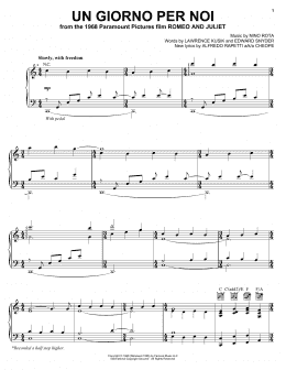 page one of Un Giorno Per Noi (Piano, Vocal & Guitar Chords (Right-Hand Melody))