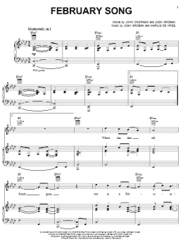 page one of February Song (Piano, Vocal & Guitar Chords (Right-Hand Melody))
