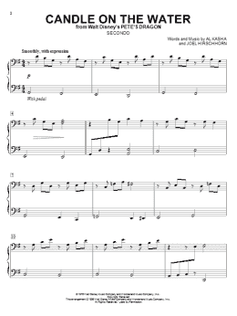 page one of Candle On The Water (from Pete's Dragon) (Piano Duet)