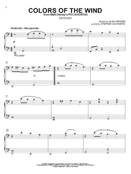 page one of Colors Of The Wind (from Pocahontas) (Piano Duet)