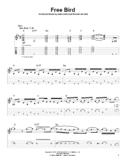 page one of Free Bird (Guitar Tab (Single Guitar))