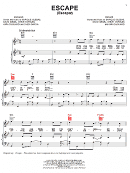page one of Escape (Escapar) (Piano, Vocal & Guitar Chords (Right-Hand Melody))