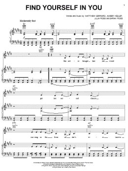 page one of Find Yourself In You (Piano, Vocal & Guitar Chords (Right-Hand Melody))