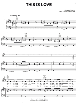 page one of This Is Love (Piano, Vocal & Guitar Chords (Right-Hand Melody))
