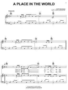 page one of A Place In The World (Piano, Vocal & Guitar Chords (Right-Hand Melody))