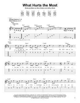 page one of What Hurts The Most (Easy Guitar Tab)