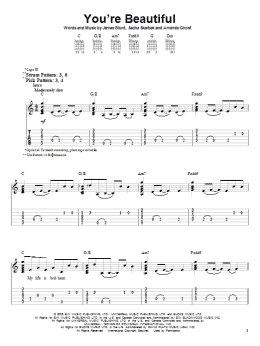 page one of You're Beautiful (Easy Guitar Tab)