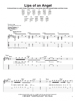 page one of Lips Of An Angel (Easy Guitar Tab)