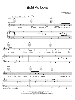 page one of Bold As Love (Piano, Vocal & Guitar Chords (Right-Hand Melody))