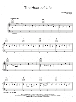 page one of The Heart Of Life (Piano, Vocal & Guitar Chords (Right-Hand Melody))