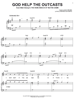 page one of God Help The Outcasts (from The Hunchback Of Notre Dame) (Piano & Vocal)