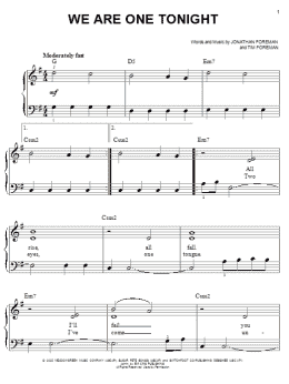 page one of We Are One Tonight (Easy Piano)