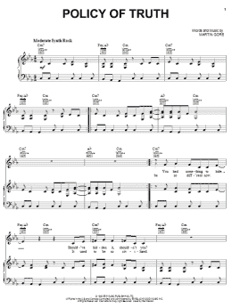 page one of Policy Of Truth (Piano, Vocal & Guitar Chords (Right-Hand Melody))