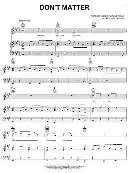 page one of Don't Matter (Piano, Vocal & Guitar Chords (Right-Hand Melody))