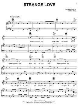 page one of Strange Love (Piano, Vocal & Guitar Chords (Right-Hand Melody))