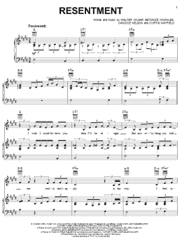 page one of Resentment (Piano, Vocal & Guitar Chords (Right-Hand Melody))