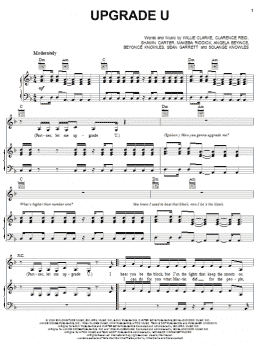 page one of Upgrade U (Piano, Vocal & Guitar Chords (Right-Hand Melody))