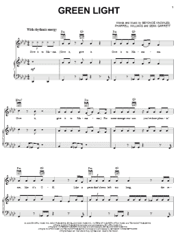 page one of Green Light (Piano, Vocal & Guitar Chords (Right-Hand Melody))