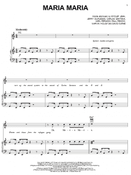 page one of Maria Maria (feat. The Product G&B) (Piano, Vocal & Guitar Chords (Right-Hand Melody))
