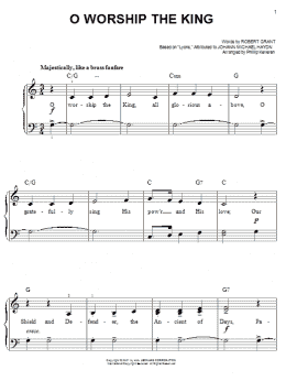 page one of O Worship The King (arr. Phillip Keveren) (Easy Piano)