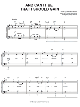page one of And Can It Be That I Should Gain (arr. Phillip Keveren) (Easy Piano)