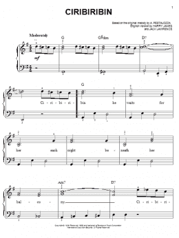 page one of Ciribiribin (Easy Piano)