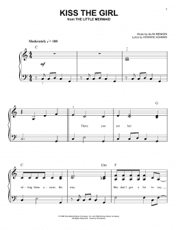 page one of Kiss The Girl (from The Little Mermaid) (Easy Piano)