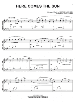 page one of Here Comes The Sun (arr. Phillip Keveren) (Piano Solo)