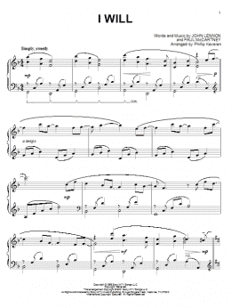 page one of I Will (arr. Phillip Keveren) (Piano Solo)