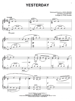 page one of Yesterday (arr. Phillip Keveren) (Piano Solo)