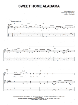 page one of Sweet Home Alabama (Easy Guitar Tab)