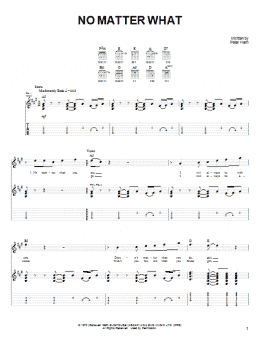 page one of No Matter What (Easy Guitar Tab)