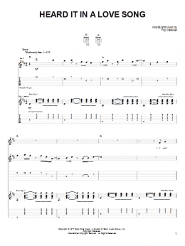 page one of Heard It In A Love Song (Easy Guitar Tab)