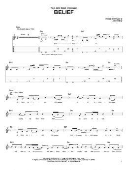 page one of Belief (Guitar Tab)