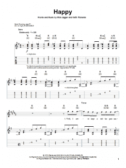 page one of Happy (Guitar Tab (Single Guitar))